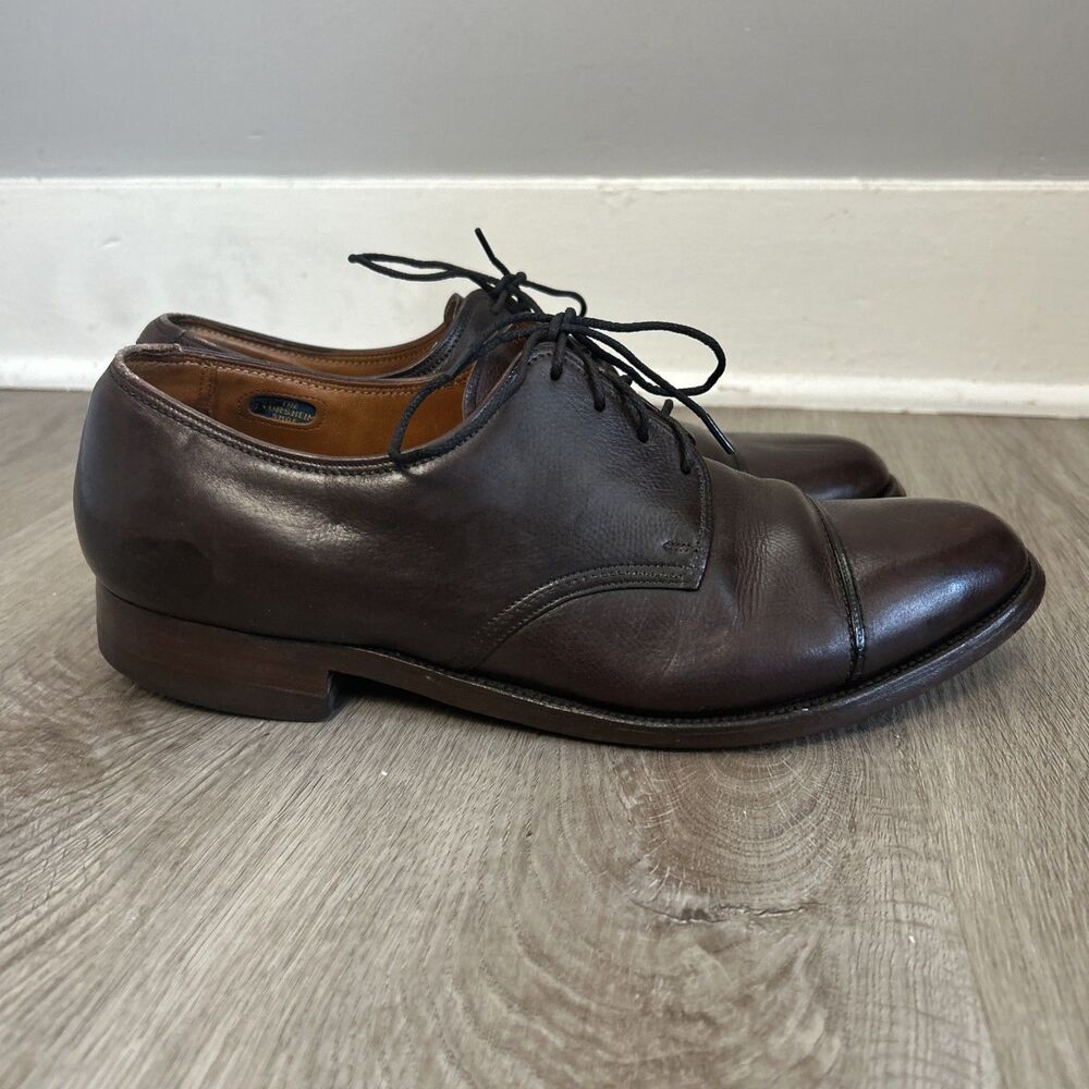 Florsheim Cap Toe Oxford Shoes Mens 10 Dark Brown Leather Lace Up Dress Shoe